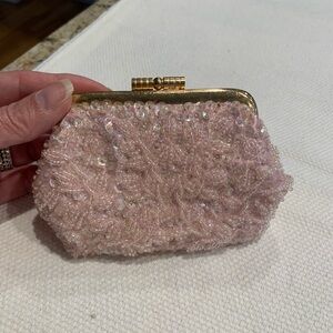 Vintage Pink Beaded Coin Purse